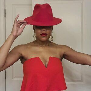 Lulus Power of Love Red Strapless Jumpsuit